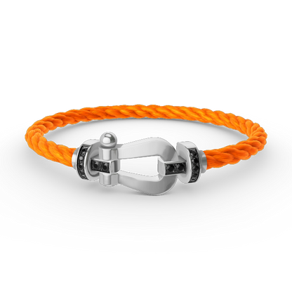 ¡®Aura Jewels¡¯FORCE LARGE HORSESHOE BLACK DIAMOND BRACELET SILVER