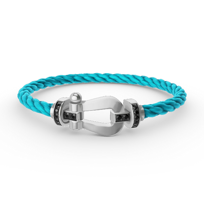 ¡®Aura Jewels¡¯FORCE LARGE HORSESHOE BLACK DIAMOND BRACELET SILVER