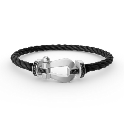 ¡®Aura Jewels¡¯FORCE LARGE HORSESHOE BLACK DIAMOND BRACELET SILVER
