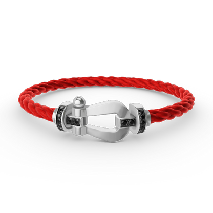 ¡®Aura Jewels¡¯FORCE LARGE HORSESHOE BLACK DIAMOND BRACELET SILVER