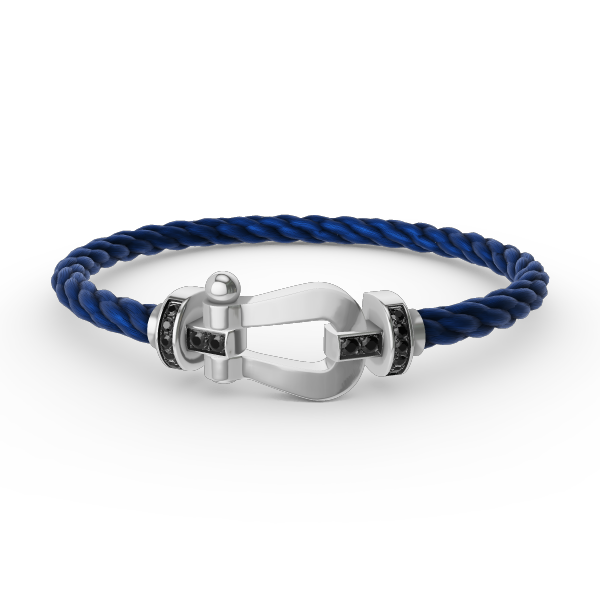¡®Aura Jewels¡¯FORCE LARGE HORSESHOE BLACK DIAMOND BRACELET SILVER