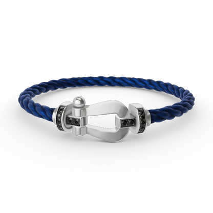 ¡®Aura Jewels¡¯FORCE LARGE HORSESHOE BLACK DIAMOND BRACELET SILVER