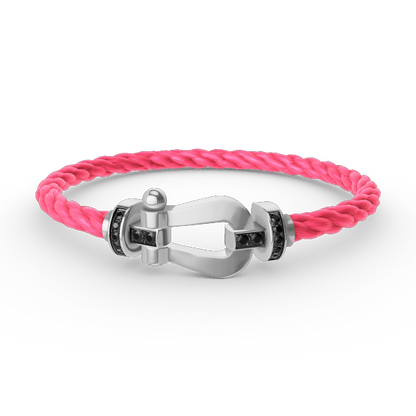 ¡®Aura Jewels¡¯FORCE LARGE HORSESHOE BLACK DIAMOND BRACELET SILVER