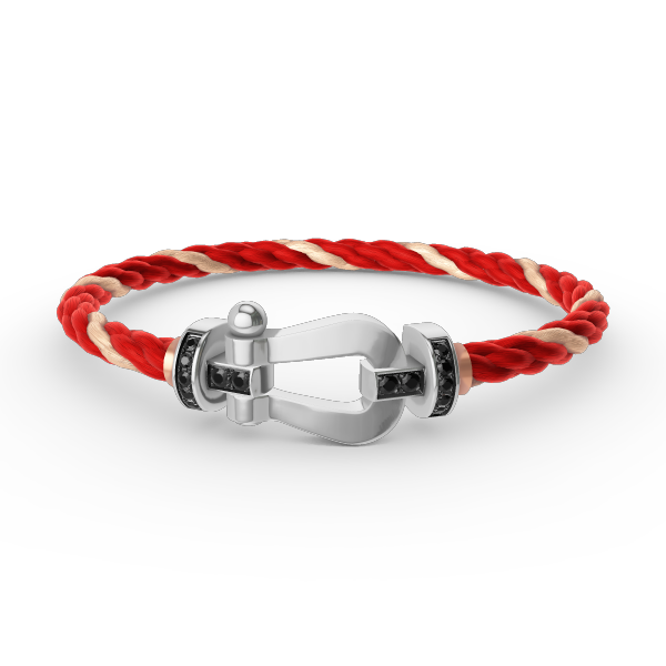 ¡®Aura Jewels¡¯FORCE LARGE HORSESHOE BLACK DIAMOND BRACELET SILVER
