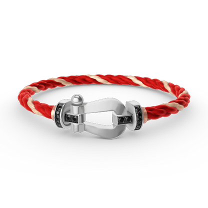 ¡®Aura Jewels¡¯FORCE LARGE HORSESHOE BLACK DIAMOND BRACELET SILVER