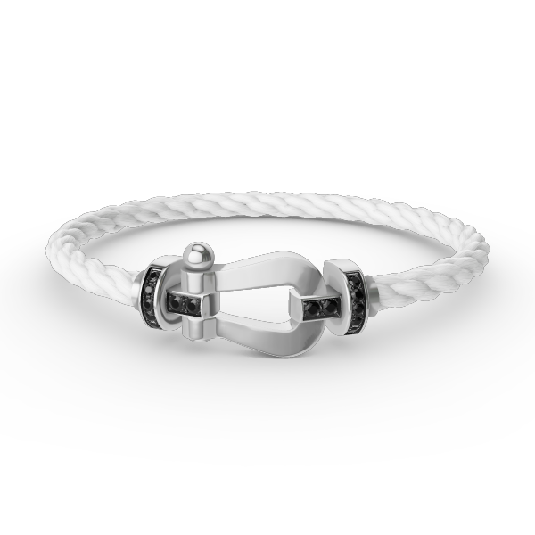 ¡®Aura Jewels¡¯FORCE LARGE HORSESHOE BLACK DIAMOND BRACELET SILVER