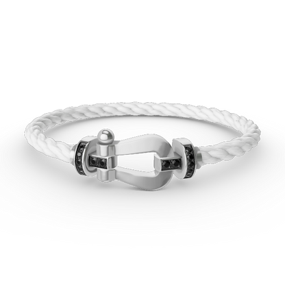 ¡®Aura Jewels¡¯FORCE LARGE HORSESHOE BLACK DIAMOND BRACELET SILVER
