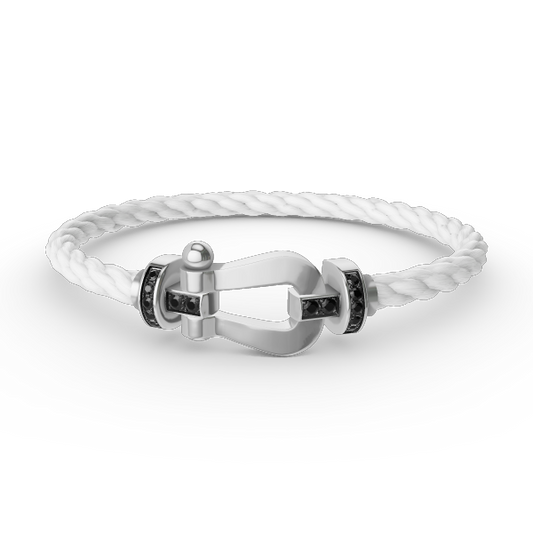 ¡®Aura Jewels¡¯FORCE LARGE HORSESHOE BLACK DIAMOND BRACELET SILVER