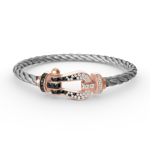 ¡®Aura Jewels¡¯FORCE LARGE HORSESHOE BLACK WHITE DIAMOND BRACELET ROSE GOLD
