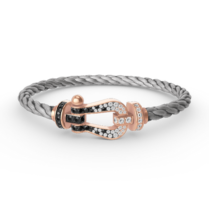 ¡®Aura Jewels¡¯FORCE LARGE HORSESHOE BLACK WHITE DIAMOND BRACELET ROSE GOLD