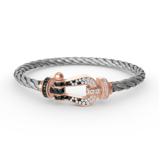 ¡®Aura Jewels¡¯FORCE LARGE HORSESHOE BLACK WHITE DIAMOND BRACELET ROSE GOLD