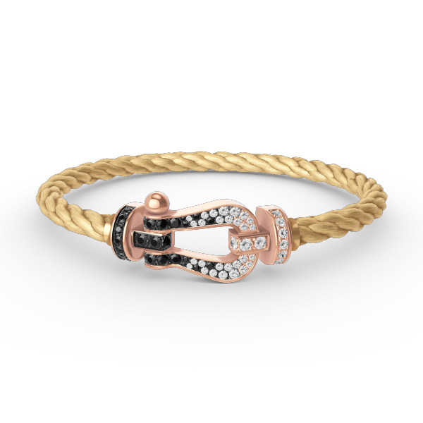 ¡®Aura Jewels¡¯FORCE LARGE HORSESHOE BLACK WHITE DIAMOND BRACELET ROSE GOLD