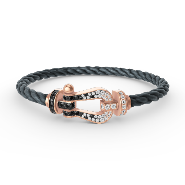 ¡®Aura Jewels¡¯FORCE LARGE HORSESHOE BLACK WHITE DIAMOND BRACELET ROSE GOLD