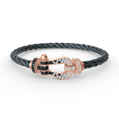 ¡®Aura Jewels¡¯FORCE LARGE HORSESHOE BLACK WHITE DIAMOND BRACELET ROSE GOLD