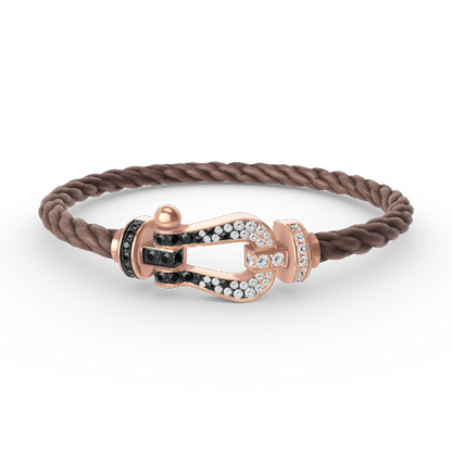 ¡®Aura Jewels¡¯FORCE LARGE HORSESHOE BLACK WHITE DIAMOND BRACELET ROSE GOLD