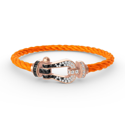 ¡®Aura Jewels¡¯FORCE LARGE HORSESHOE BLACK WHITE DIAMOND BRACELET ROSE GOLD