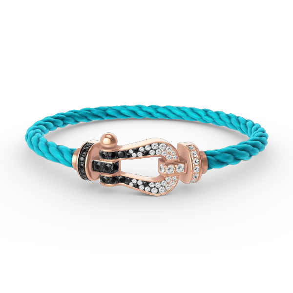 ¡®Aura Jewels¡¯FORCE LARGE HORSESHOE BLACK WHITE DIAMOND BRACELET ROSE GOLD