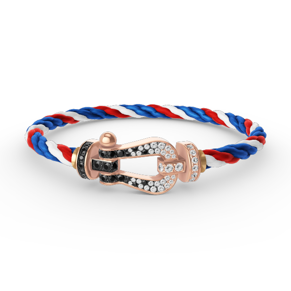 ¡®Aura Jewels¡¯FORCE LARGE HORSESHOE BLACK WHITE DIAMOND BRACELET ROSE GOLD