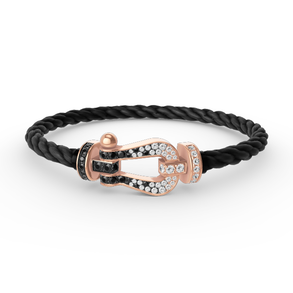 ¡®Aura Jewels¡¯FORCE LARGE HORSESHOE BLACK WHITE DIAMOND BRACELET ROSE GOLD