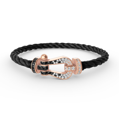 ¡®Aura Jewels¡¯FORCE LARGE HORSESHOE BLACK WHITE DIAMOND BRACELET ROSE GOLD