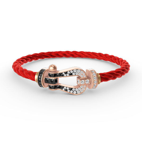 ¡®Aura Jewels¡¯FORCE LARGE HORSESHOE BLACK WHITE DIAMOND BRACELET ROSE GOLD