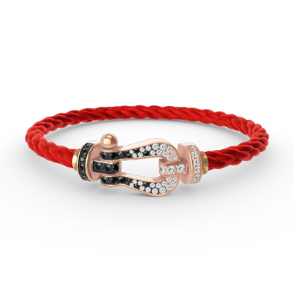 ¡®Aura Jewels¡¯FORCE LARGE HORSESHOE BLACK WHITE DIAMOND BRACELET ROSE GOLD
