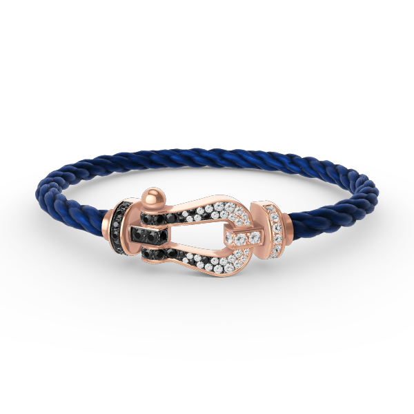 ¡®Aura Jewels¡¯FORCE LARGE HORSESHOE BLACK WHITE DIAMOND BRACELET ROSE GOLD
