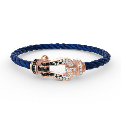 ¡®Aura Jewels¡¯FORCE LARGE HORSESHOE BLACK WHITE DIAMOND BRACELET ROSE GOLD