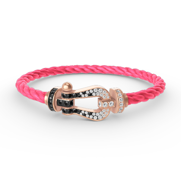 ¡®Aura Jewels¡¯FORCE LARGE HORSESHOE BLACK WHITE DIAMOND BRACELET ROSE GOLD