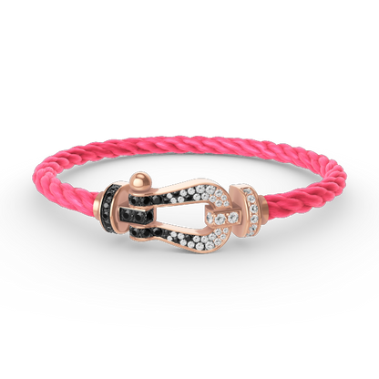 ¡®Aura Jewels¡¯FORCE LARGE HORSESHOE BLACK WHITE DIAMOND BRACELET ROSE GOLD