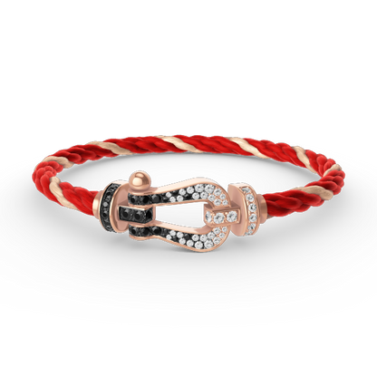 ¡®Aura Jewels¡¯FORCE LARGE HORSESHOE BLACK WHITE DIAMOND BRACELET ROSE GOLD