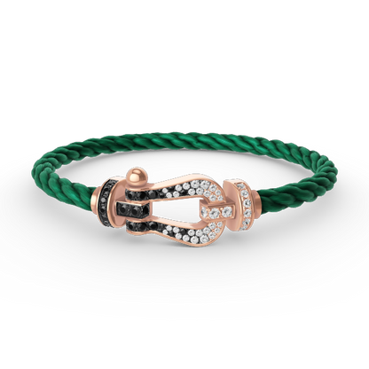 ¡®Aura Jewels¡¯FORCE LARGE HORSESHOE BLACK WHITE DIAMOND BRACELET ROSE GOLD