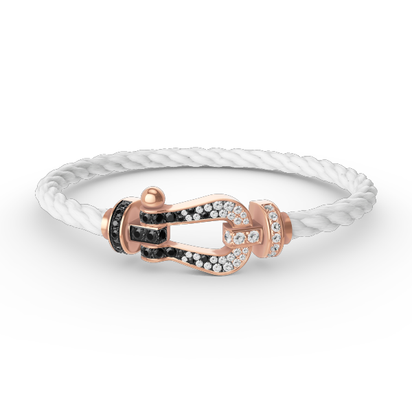 ¡®Aura Jewels¡¯FORCE LARGE HORSESHOE BLACK WHITE DIAMOND BRACELET ROSE GOLD