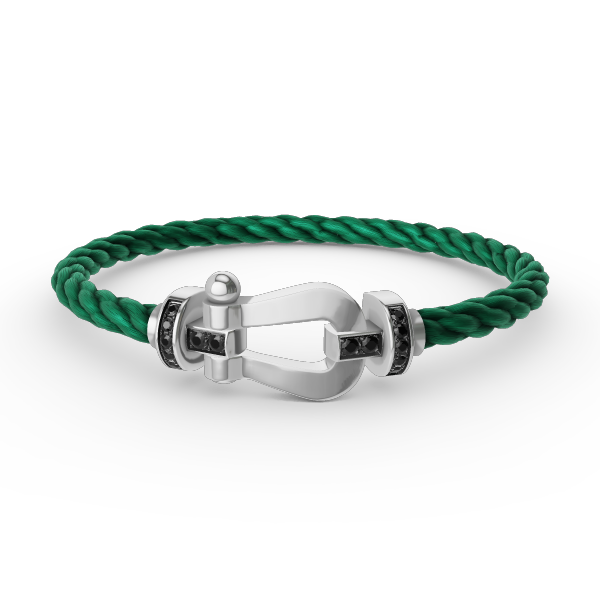 ¡®Aura Jewels¡¯FORCE LARGE HORSESHOE BLACK DIAMOND BRACELET SILVER