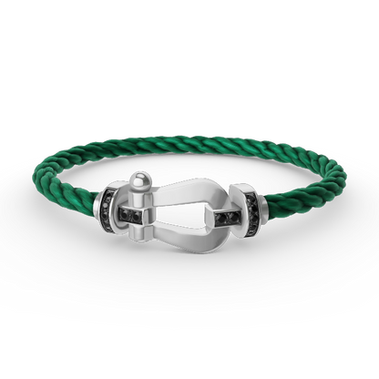 ¡®Aura Jewels¡¯FORCE LARGE HORSESHOE BLACK DIAMOND BRACELET SILVER