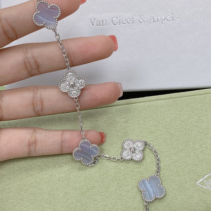 [Aura Jewels]New  CLOVER 5 MOTIF PURPLE CHALCEDONY BRACELET COLLECTION
