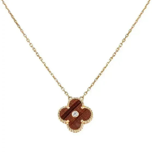 ¡®Aura Jewels¡¯CLOVER 15MM DIAMOND AND YELLOW TIGER'S EYE AGATE necklace