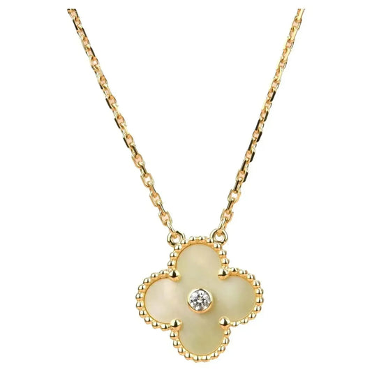 ¡®Aura Jewels¡¯CLOVER 15MM DIAMOND GOLD MOTHER OF PEARL NECKLACE