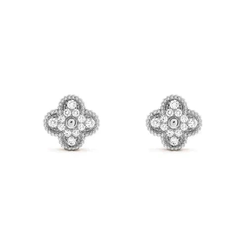 ¡®Aura Jewels¡¯CLOVER 1 MOTIFS DIAMOND STUD EARRINGS SILVER