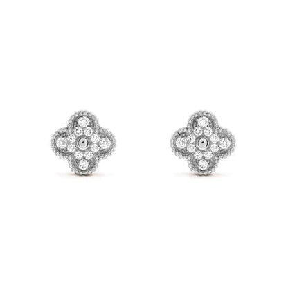 ¡®Aura Jewels¡¯CLOVER 1 MOTIFS DIAMOND STUD EARRINGS SILVER