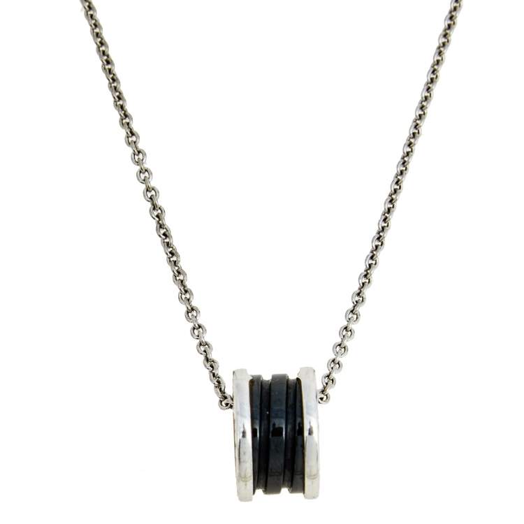 [Aura Jewels]ZERO 1 BLACK CERAMIC SILVER NECKLACE