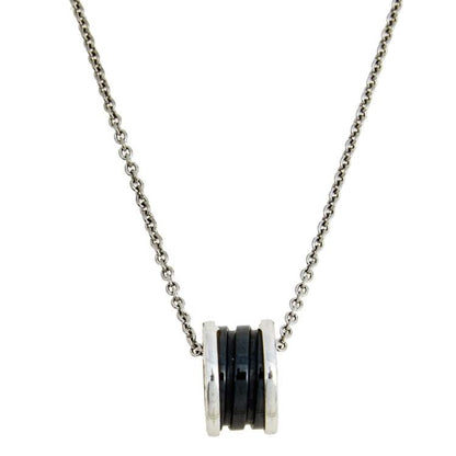 [Aura Jewels]ZERO 1 BLACK CERAMIC SILVER NECKLACE