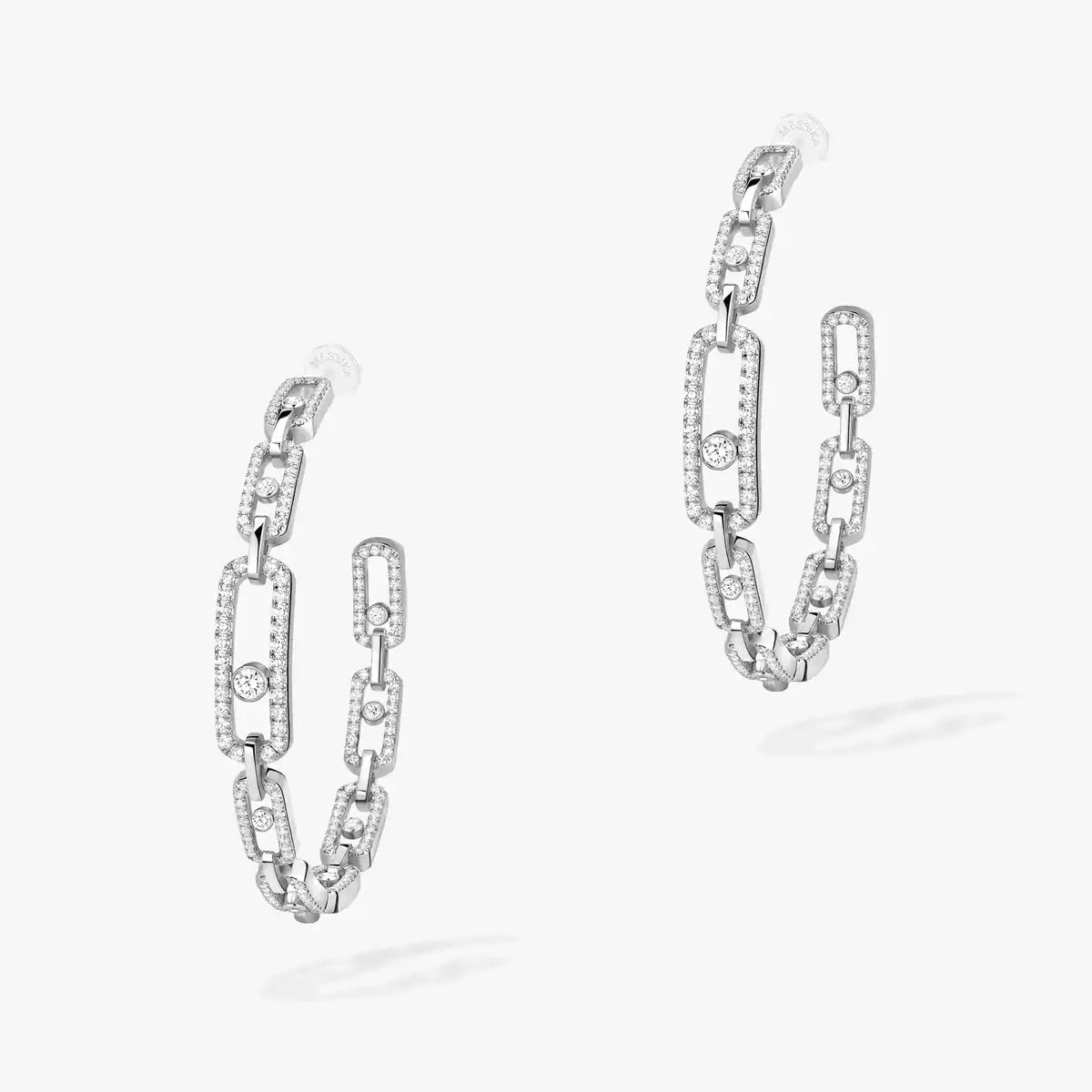 [Aura Jewels]Move Link Diamond Hoop Earrings