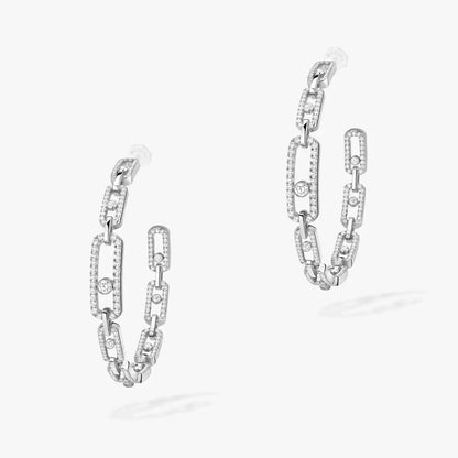 [Aura Jewels]Move Link Diamond Hoop Earrings