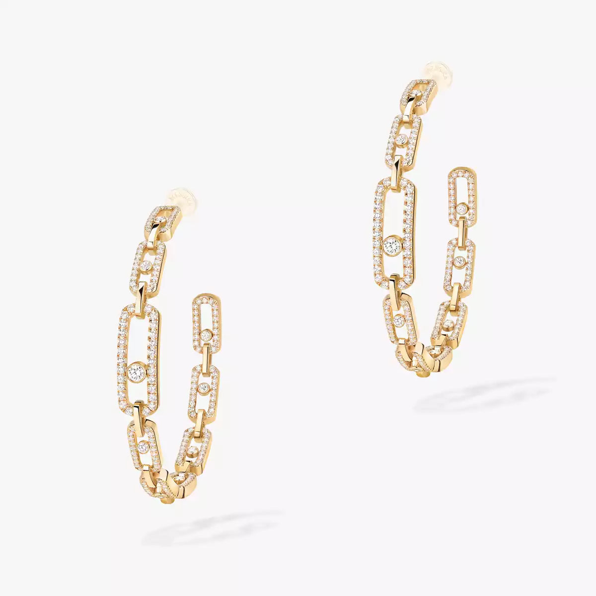 [Aura Jewels]Move Link Diamond Hoop Earrings