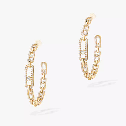 [Aura Jewels]Move Link Diamond Hoop Earrings