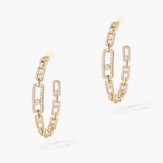 [Aura Jewels]Move Link Diamond Hoop Earrings