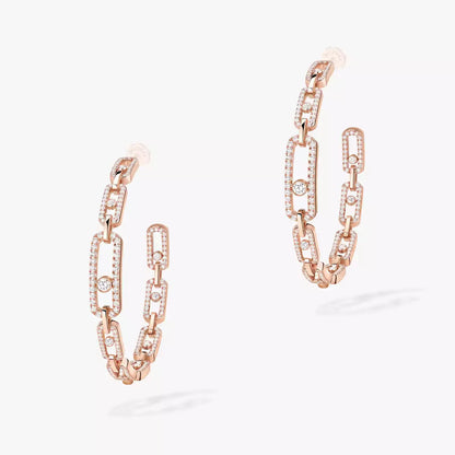 [Aura Jewels]Move Link Diamond Hoop Earrings