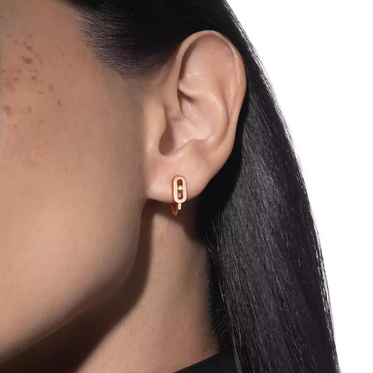 [Aura Jewels]Diamond Mini Hoop Earrings Move Classique