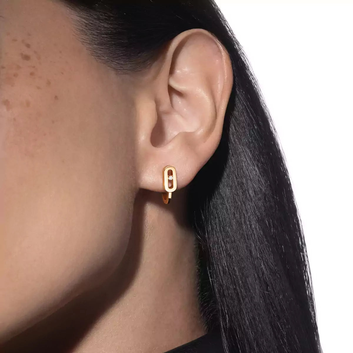 [Aura Jewels]Diamond Mini Hoop Earrings Move Classique
